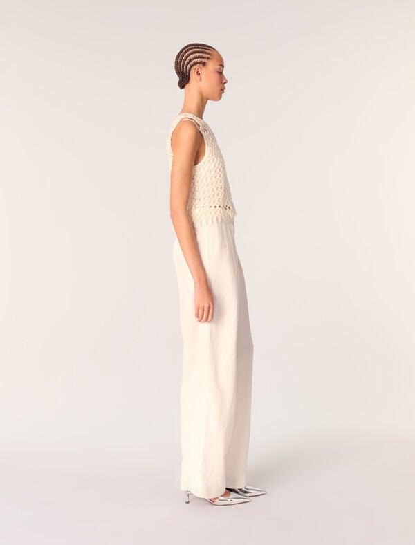 Maje Pantalon De Tailleur Large Ecru