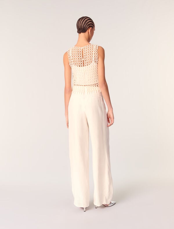 Maje Pantalon De Tailleur Large Ecru