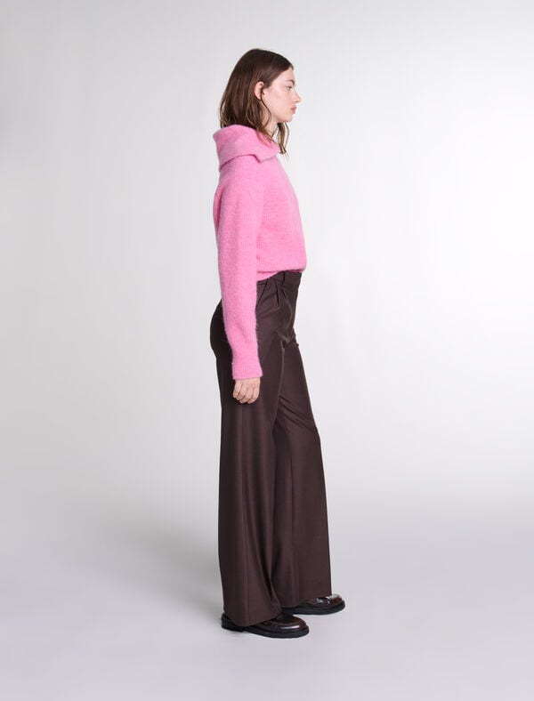 Maje Pantalon De Tailleur Large Marron