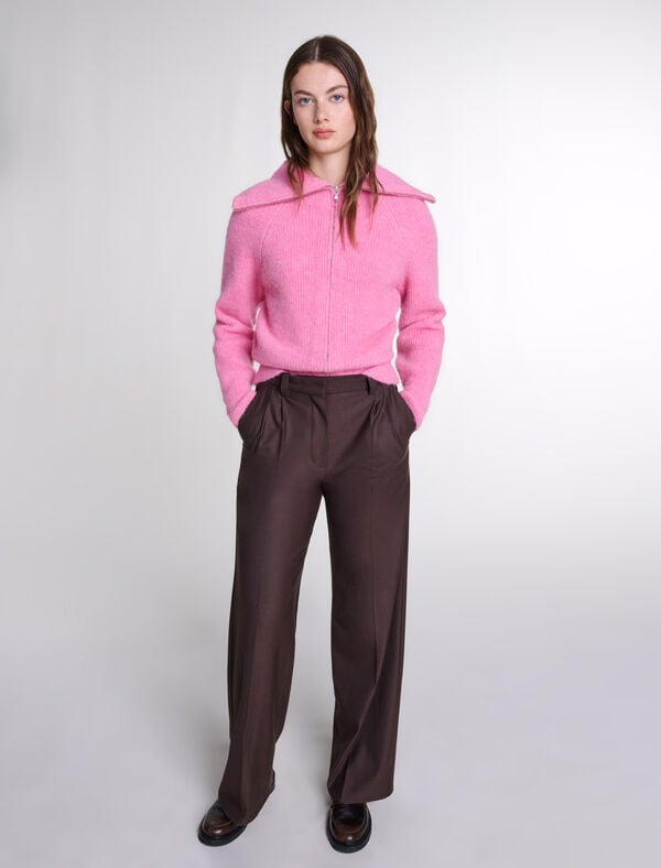 Maje Pantalon De Tailleur Large Marron