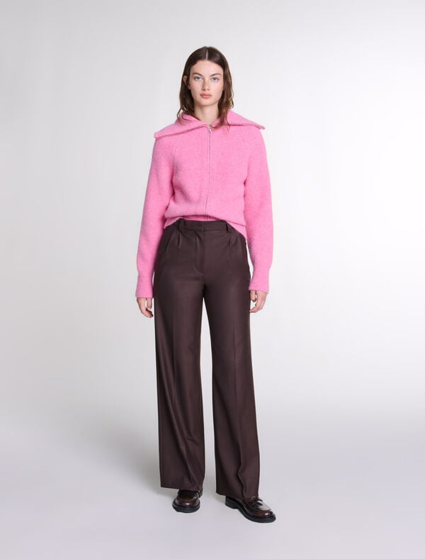 maje Pantalon de tailleur large marron