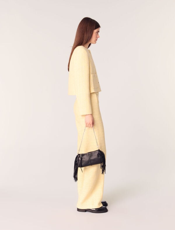 Maje Pantalon Droit En Tweed Et Lurex Jaune