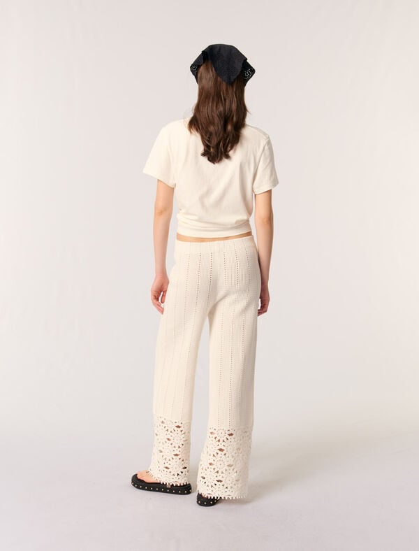 Maje Pantalon En Crochet Blanc