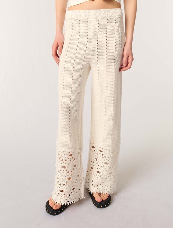 Maje Pantalon En Crochet Blanc