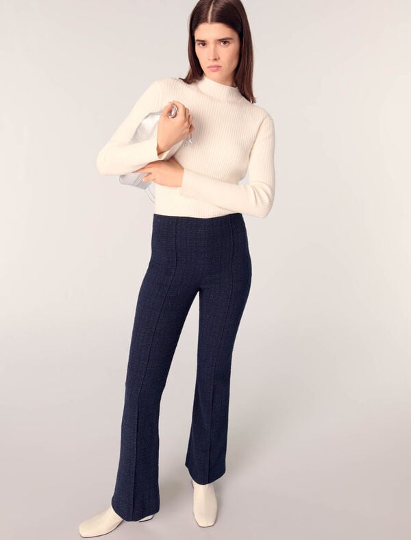 Maje Pantalon En Tweed Marine
