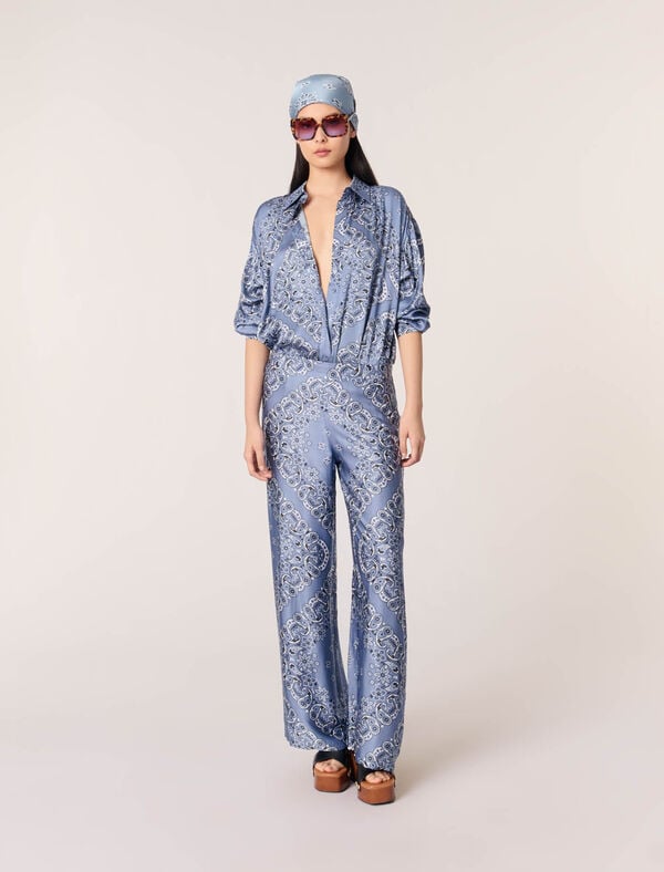 maje Pantalon fluide imprimé Bleu bandana print