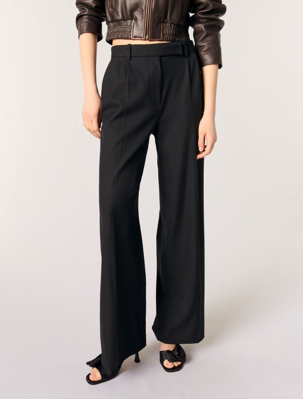 Maje Pantalon Large De Costume Noir