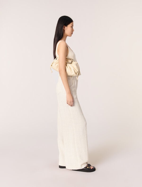 Maje Pantalon Large En Tweed Ecru