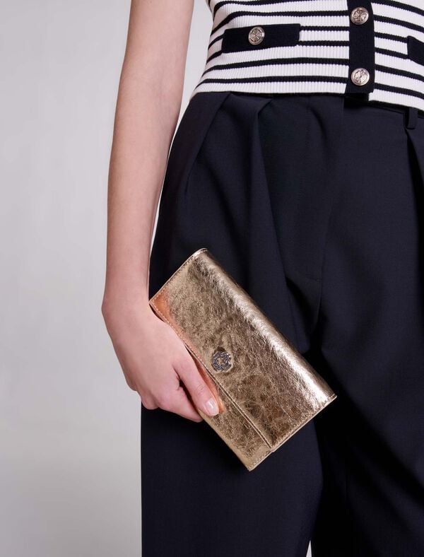 Maje Pochette En Cuir à Chaîne Dore