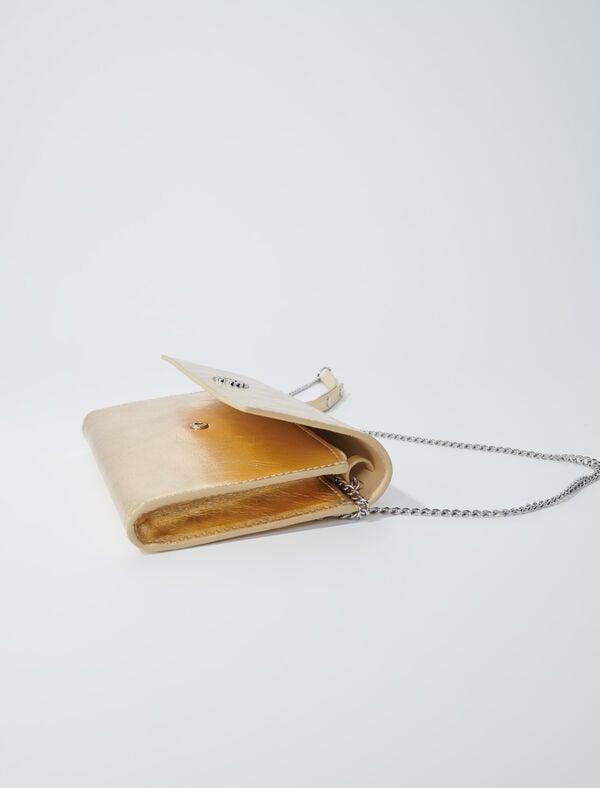 Maje Pochette En Cuir à Chaîne Dore