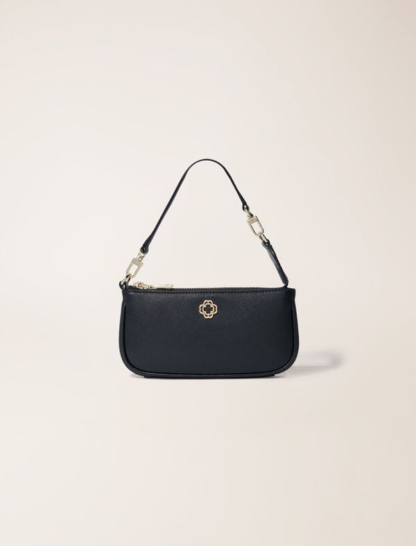 maje Pochette en cuir lisse Noir