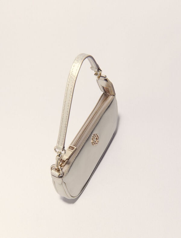 Maje Pochette En Cuir Métallisé Or