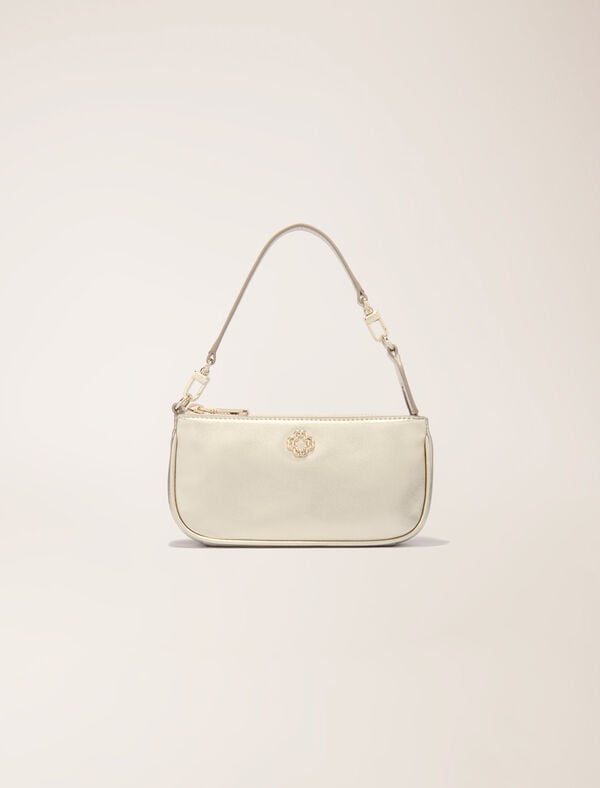 maje Pochette en cuir métallisé Or