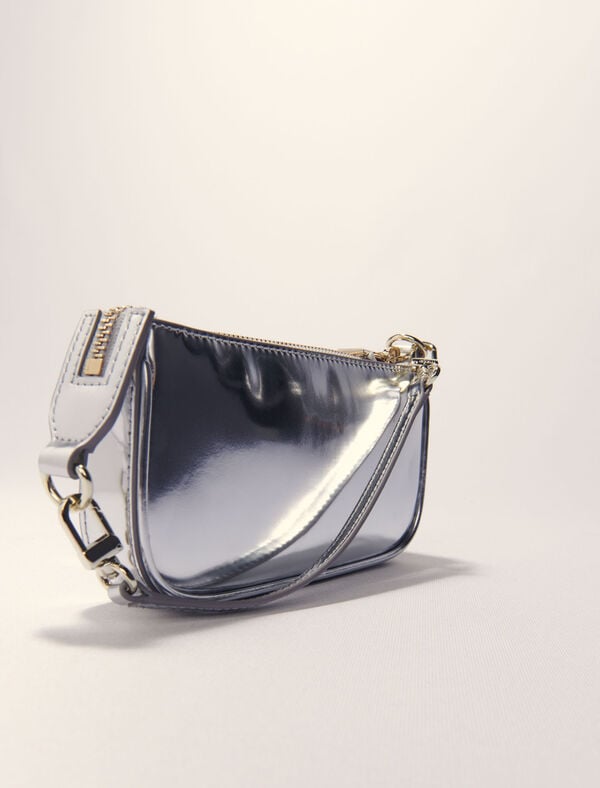 Maje Pochette En Cuir Miroir Argent