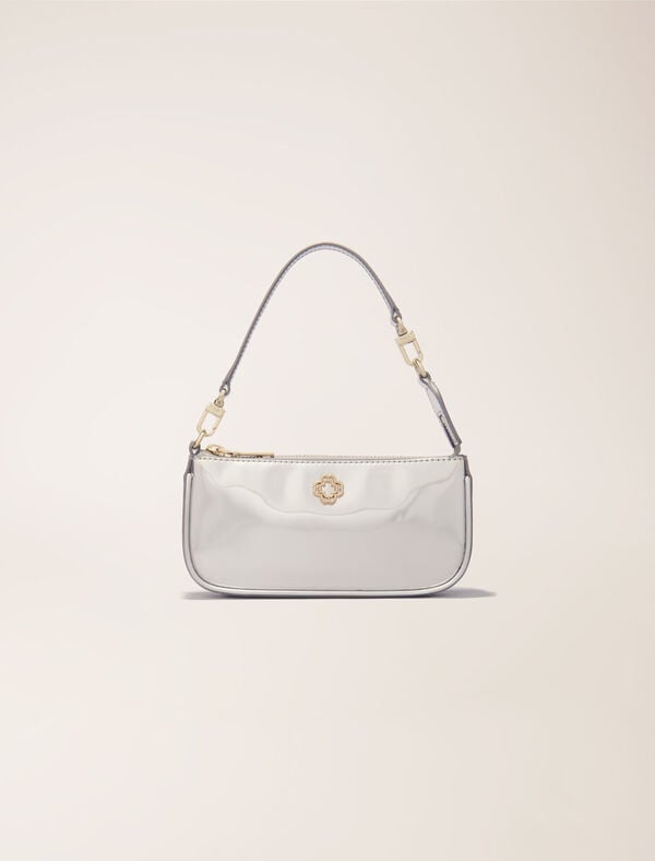 maje Pochette en cuir miroir Argent