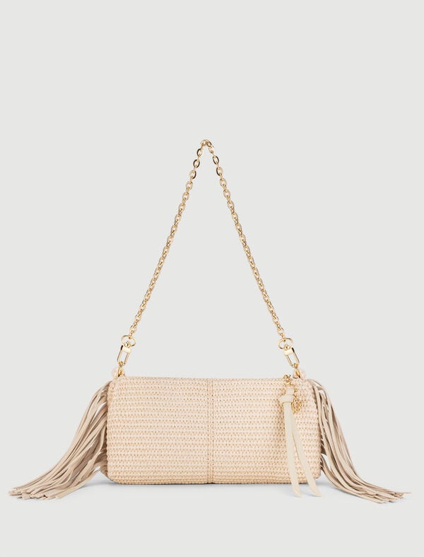Maje Pochette Miss M Pouch Effet Raphia Beige