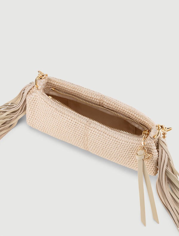 Maje Pochette Miss M Pouch Effet Raphia Beige