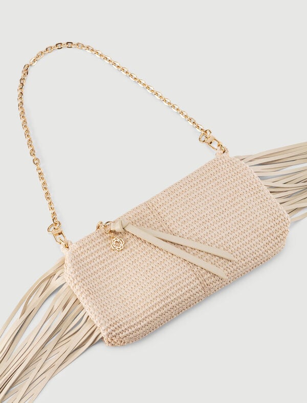 Maje Pochette Miss M Pouch Effet Raphia Beige
