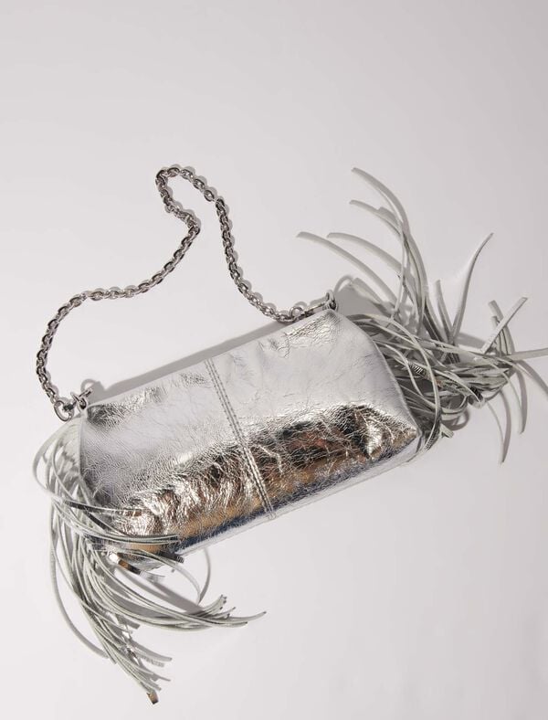 Maje Pochette Miss M Pouch En Cuir Argent