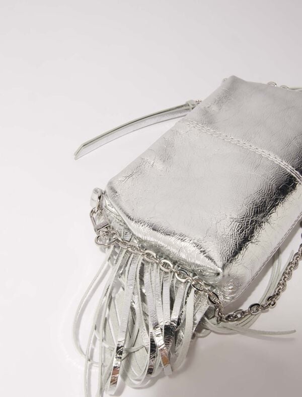 Maje Pochette Miss M Pouch En Cuir Argent