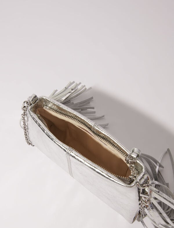 Maje Pochette Miss M Pouch En Cuir Argent