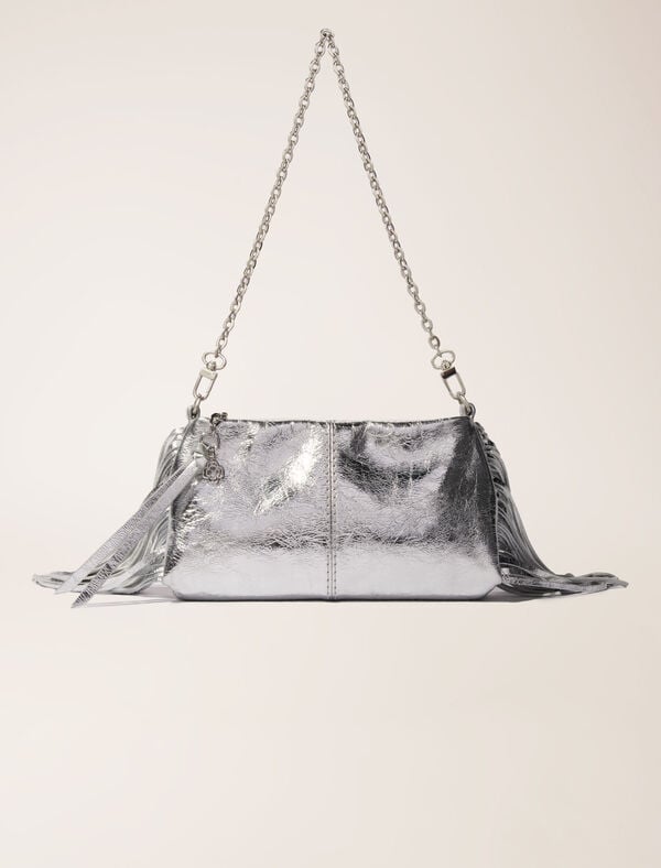 maje Pochette Miss M pouch en cuir Argent