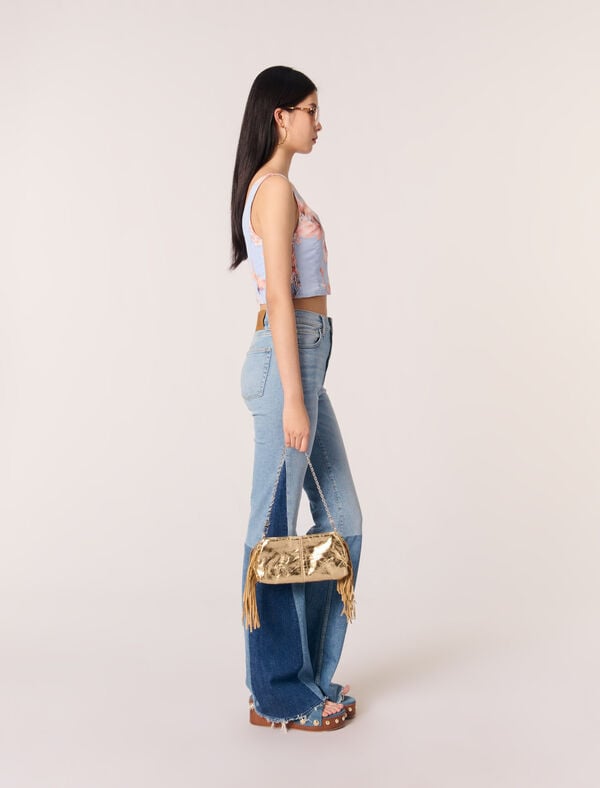 Maje Pochette Miss M Pouch En Cuir Dore