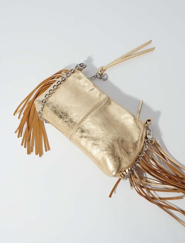Maje Pochette Miss M Pouch En Cuir Dore