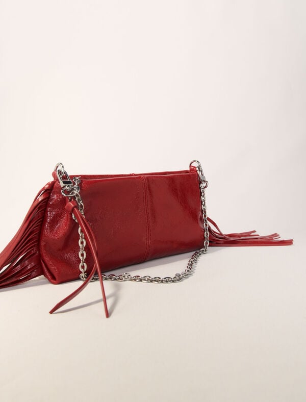 Maje Pochette Miss M Pouch En Cuir Use Rouge