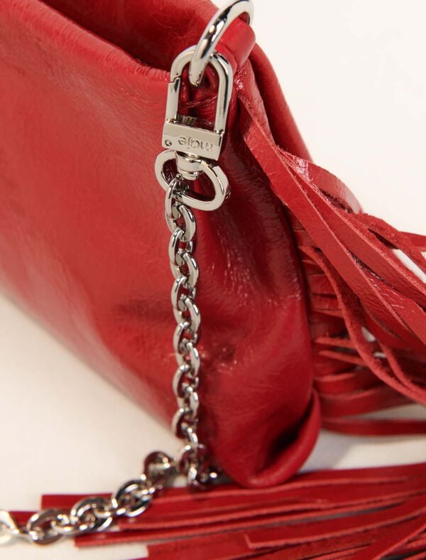 Maje Pochette Miss M Pouch En Cuir Use Rouge