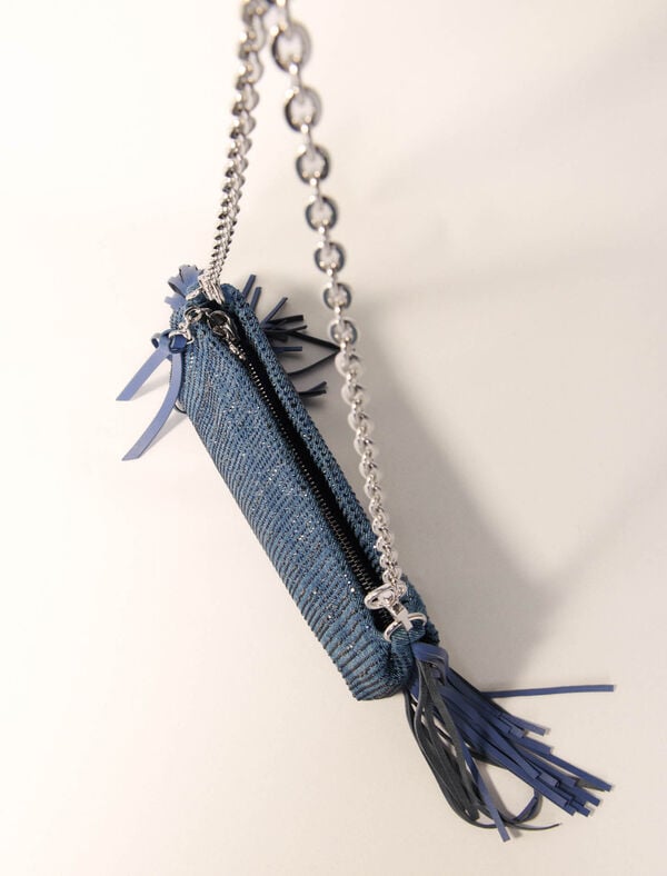 Maje Pochette Miss M Pouch En Denim Bleu