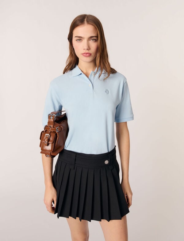 Maje Polo Avec Logo Patch Bleu Ciel