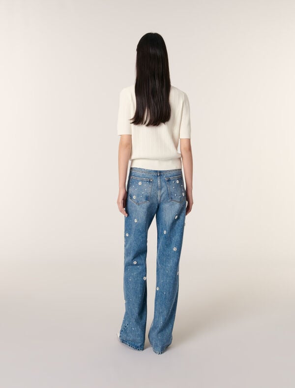 Maje Polo En Maille à Col Amovible Ecru