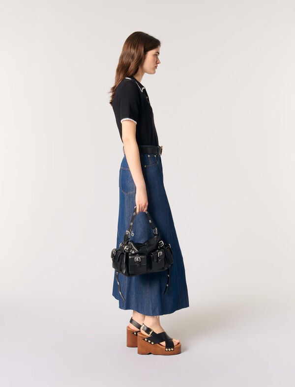 Maje Polo En Maille Pointelle Noir