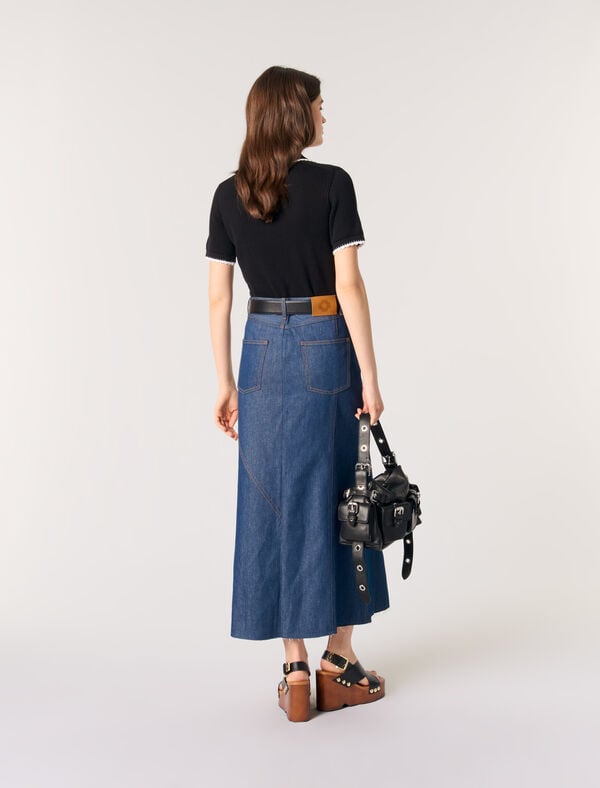 Maje Polo En Maille Pointelle Noir