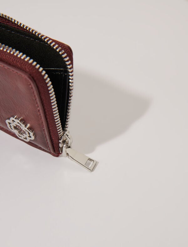 Maje Porte-cartes En Cuir Craquelé Bordeaux