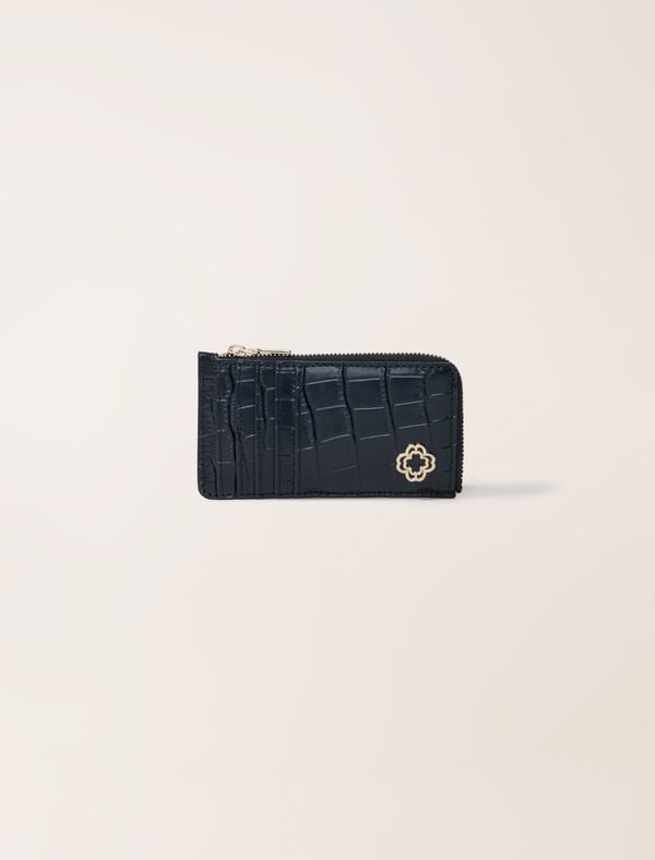 maje Porte-cartes en cuir effet croco Noir