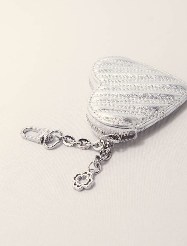 Maje Porte-monnaie Cœur Matelassé Métal Argent