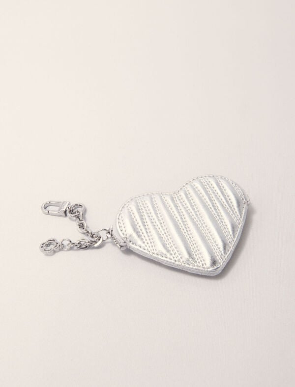 Maje Porte-monnaie Cœur Matelassé Métal Argent