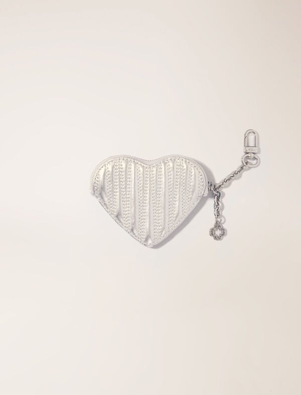 maje Porte-monnaie cœur matelassé métal Argent