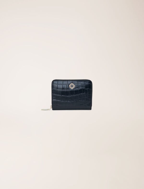 maje Portefeuille en cuir effet croco Noir