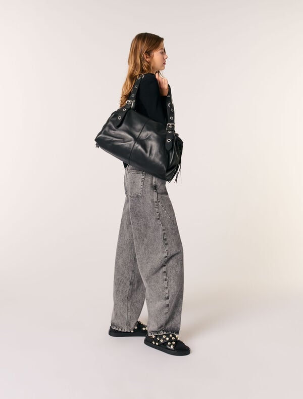 Maje Pull Décolleté En Maille Côtelée Noir