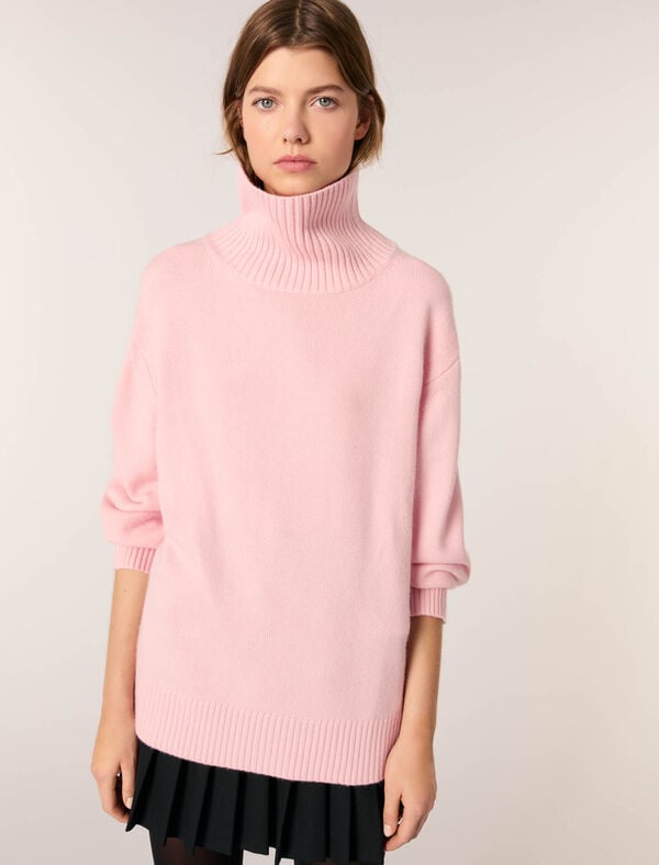 Maje Pull Laine Et Cachemire à Col Roulé Rose