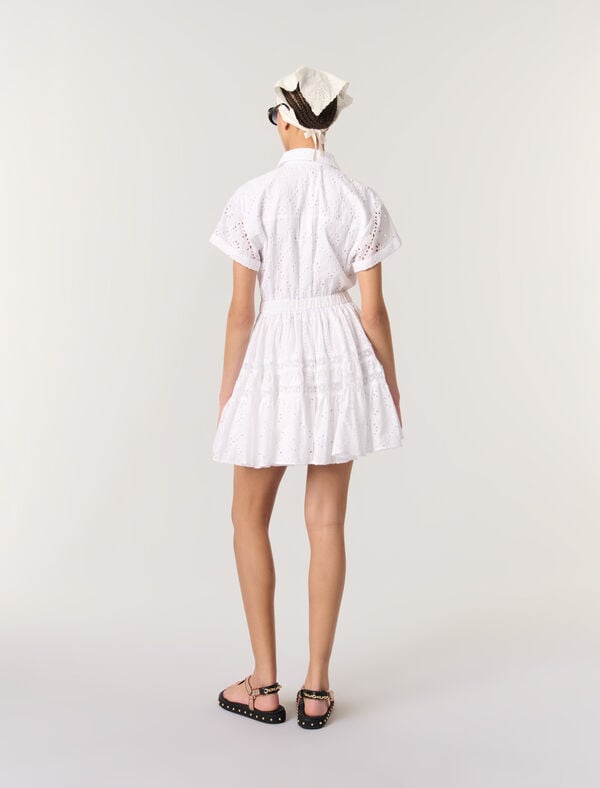 Maje Robe Babydoll En Broderie Blanc