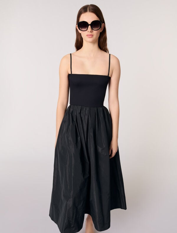 Maje Robe Bustier En Maille Et Taffetas Noir