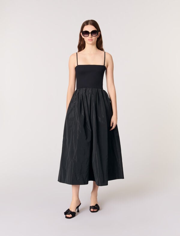 maje Robe bustier en maille et taffetas Noir