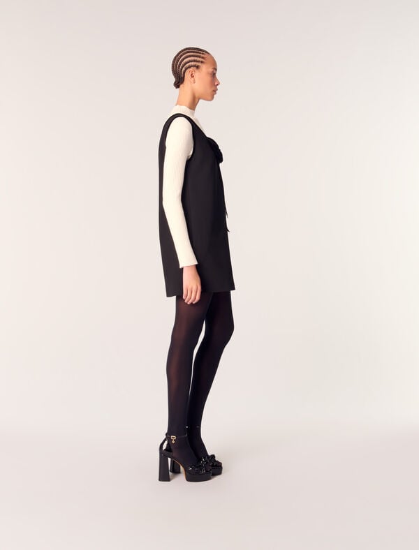 Maje Robe Chasuble Col Velours Noir