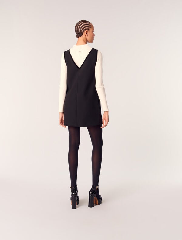 Maje Robe Chasuble Col Velours Noir