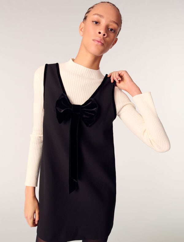 Maje Robe Chasuble Col Velours Noir