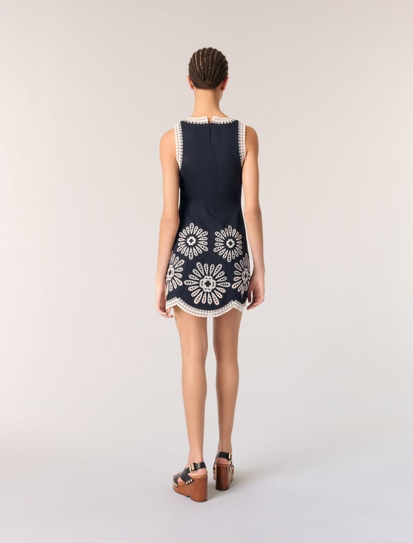 Maje Robe Courte Avec Détails Crochet Marine